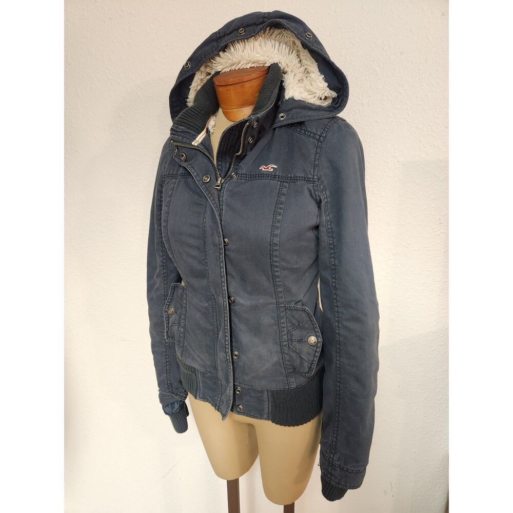 Hollister Vintage Y2K Navy Blue Jacket Full Zip & Buttons - Size M